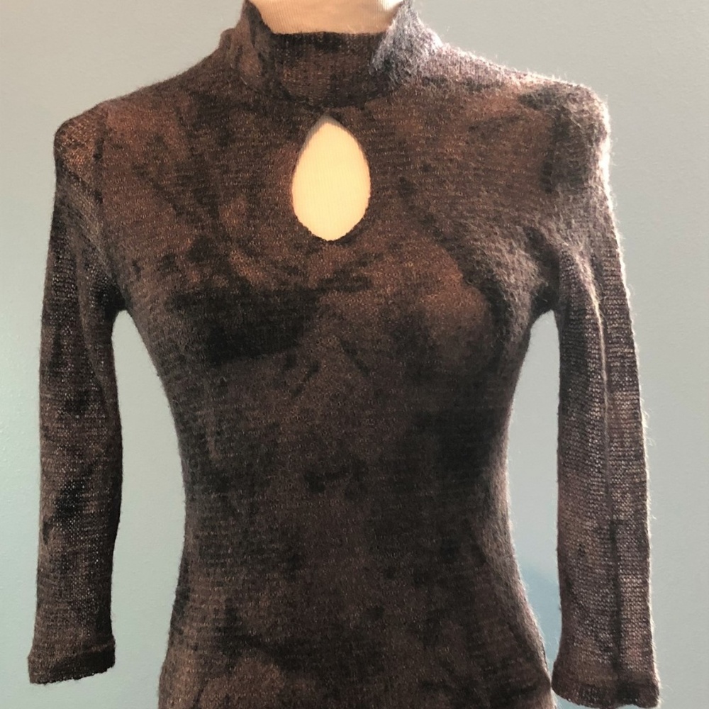 MIGUEL BERBEL Purple 3/4 Sleeve Knit Sweater